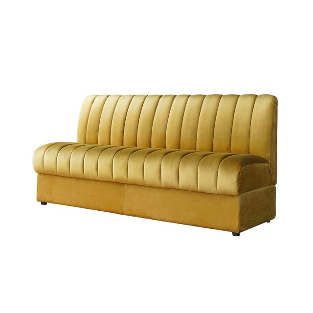 New special order item. Not vintage. The armless, high-back Conrad Sofa comes in a rich yellow ochre velvet that can be...