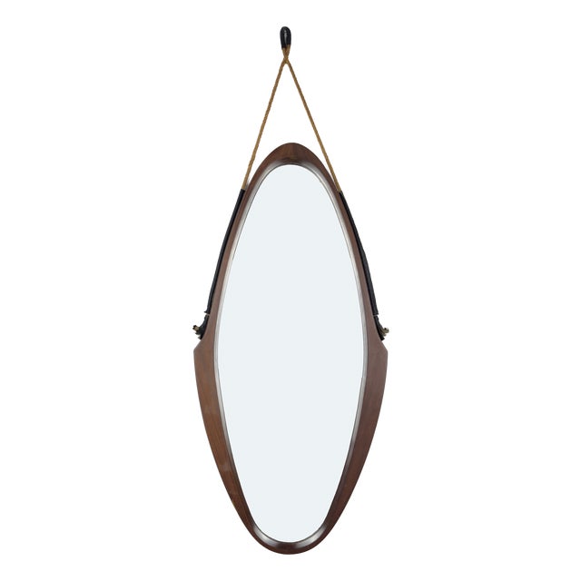 Mid-Century Wall Mirror in Teak, Italy, 1960s For Sale