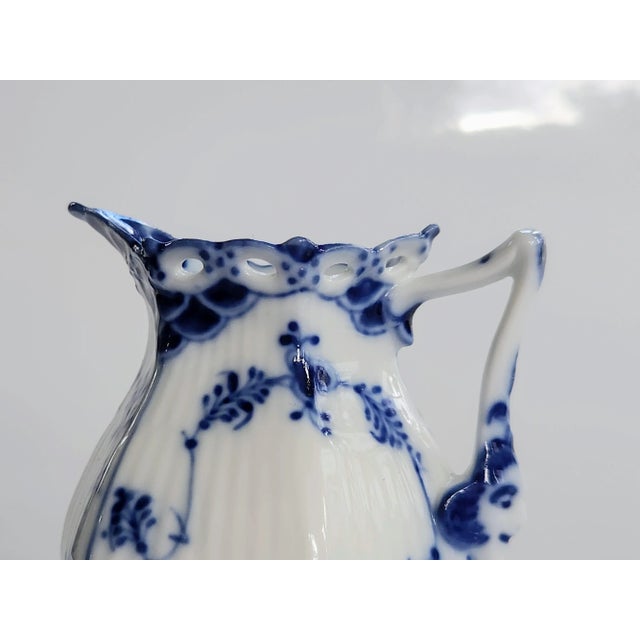Traditional 1970s Royal Copenhagen Blue Fluted Full Lace Creamer, Gargoyles Creamer, Milk Jug For Sale - Image 3 of 12
