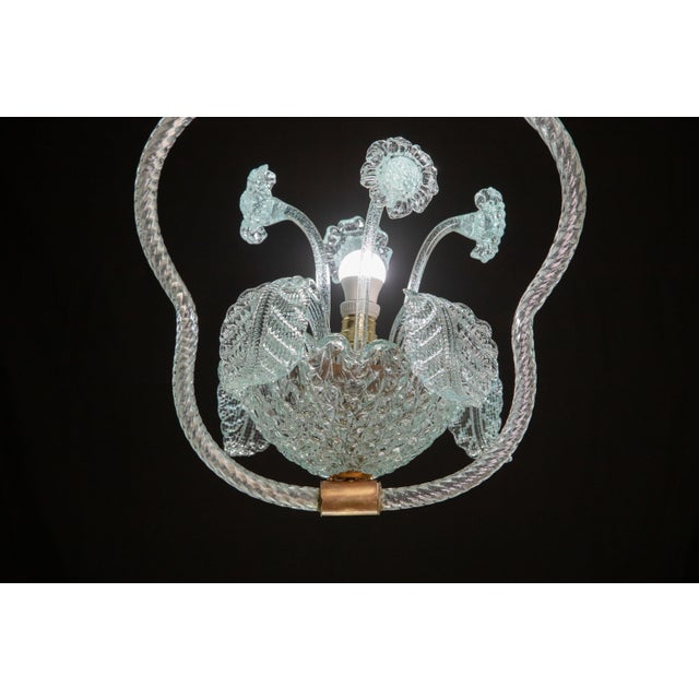 Barovier & Toso Blue Barovier E Toso Light With Flowers, 1940s For Sale - Image 4 of 11
