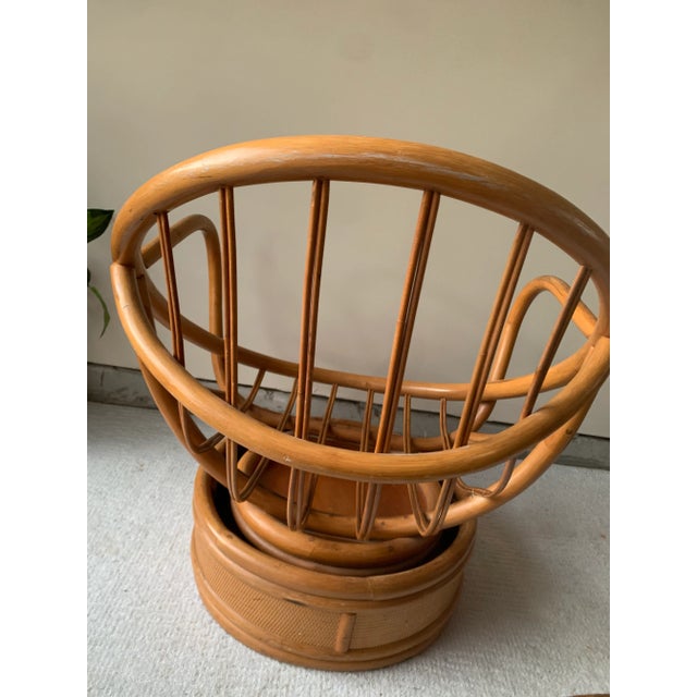 1970s Boho Chic Swivel Bamboo Papasan Chair | Chairish