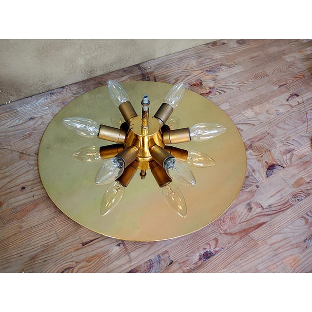 Large Mid-Century German Glass and Brass Sunburst Flush Mount by H. Richter, 1950s For Sale - Image 13 of 14