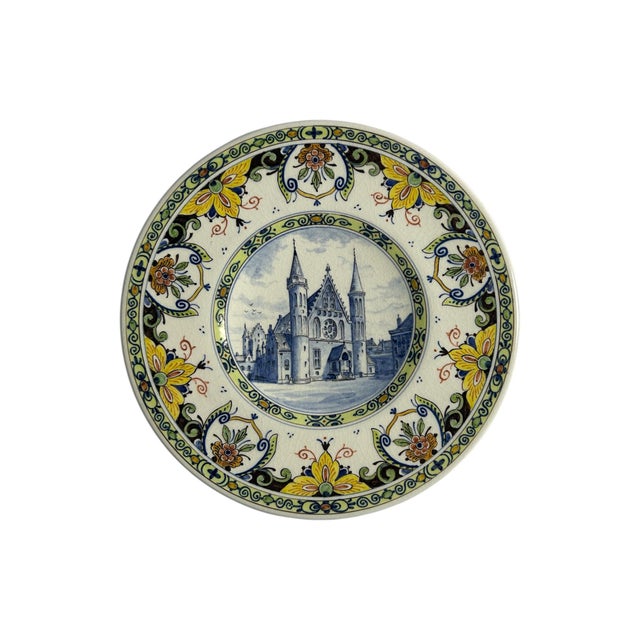 Polychrome Binnenhof Wall Plate for Royal Delft, 1975 For Sale - Image 6 of 6