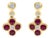 14K Yellow Gold 1/10 Cttw Diamond and Ruby Floral Dangle Earrings, Pair For Sale