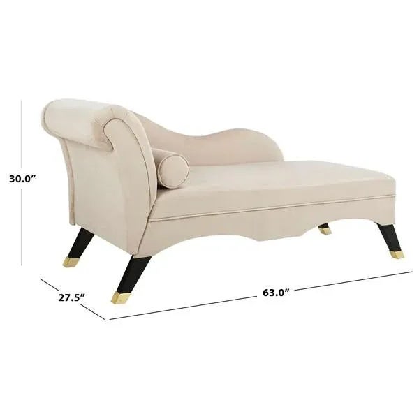 Safavieh Safavieh Caiden Velvet Chaise with Pillow - Tan/Black For Sale - Image 4 of 10