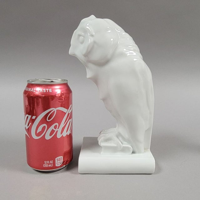 An unusual white high gloss Herend porcelain owl perched on two books. You see this owl more commonly painted various...