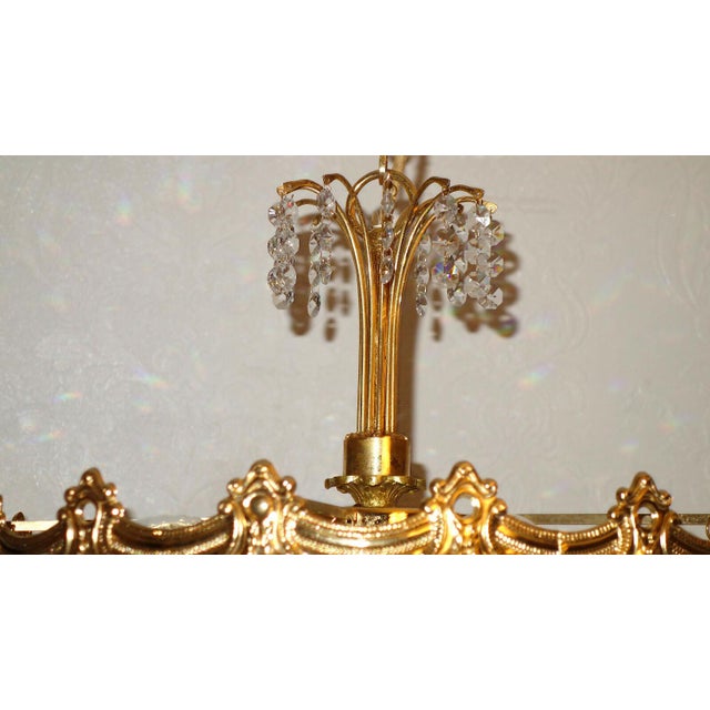Brass Crystal 24 Karat Gold Plated Five-Light Chandelier, 1970s For Sale - Image 4 of 11