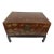 Vintage Chinese Leather Painted Trunk Coffee Table With Wood Stand, Glass Top For Sale