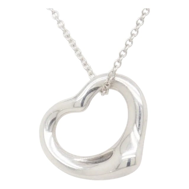 Tiffany & Co. Elsa Peretti Sterling Silver Open Heart Pendant Necklace For Sale