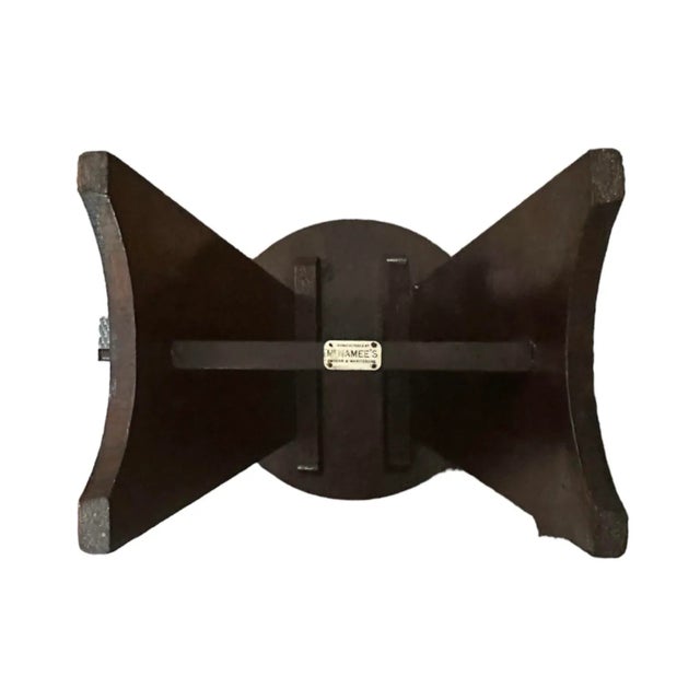 Brown Antique Arts & Crafts / Mission Wood Splay Leg Stool With Mortise and Tenon Joinery, Circa 1915 For Sale - Image 8 of 11