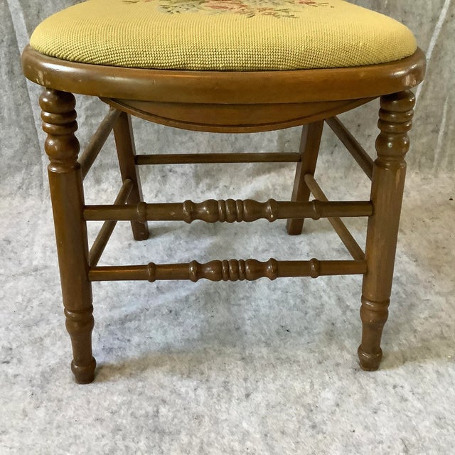 Wood Vintage Needlepoint Chair For Sale - Image 7 of 10