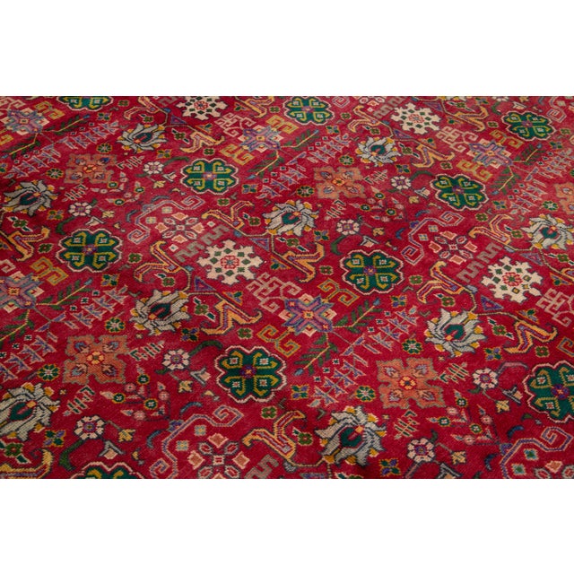 Textile 1960s Hand-Knotted Persian Tabriz Wool Rug in Red and Purple For Sale - Image 7 of 8