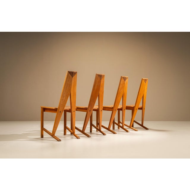 Danish design meets french cabinetmaking in this set of four dining chairs by søren nissen and ebbe gehl. Produced by...