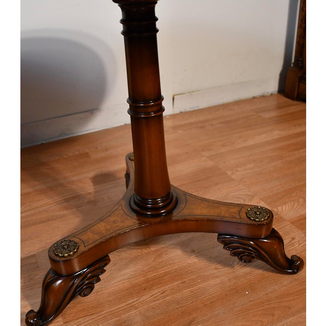 Traditional Pair of 1930s English Regency Style Burl Maple Accent Tables Side Tables For Sale - Image 3 of 16