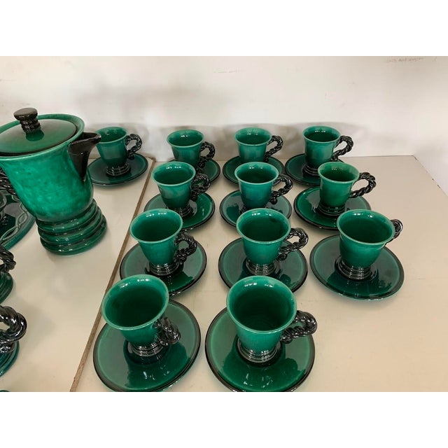 Green 20th Century Glazed Stoneware Tea and Coffee Service by Marius Giuge, Set of 46 For Sale - Image 8 of 12