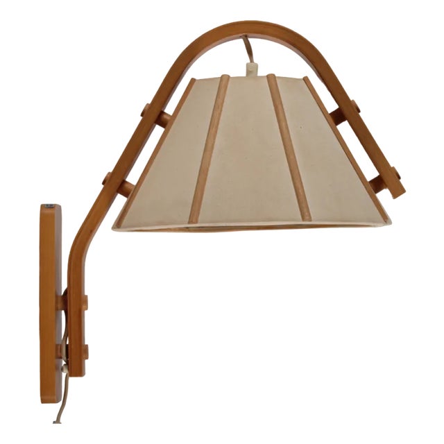 Scandinavian Modern Aneta Wall Lamp in Beech by Jan Wickelgren, Sweden, 1970s For Sale