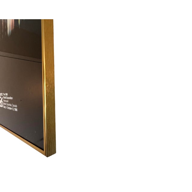 1980s Vintage 1986 Vancouver Canada Expo Framed Poster Postmodern Art Brass 1980s For Sale - Image 5 of 6