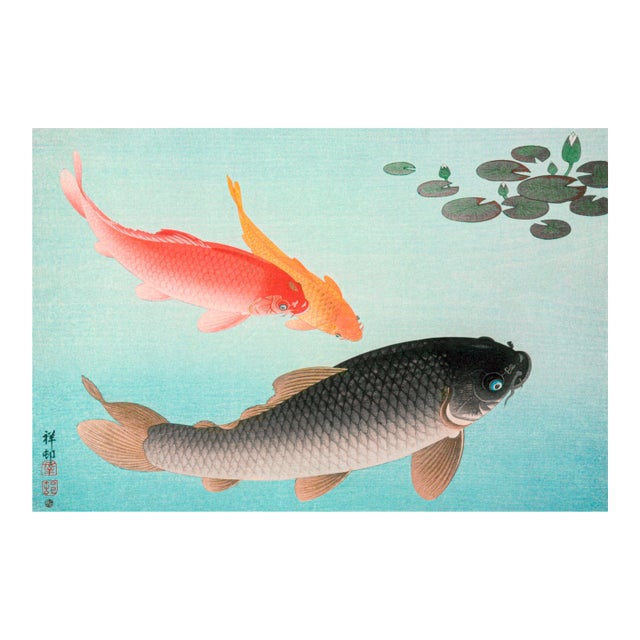 Common and Golden Carp (1935), Ohara Koson, Vintage Art Print Reproduction, 36" × 24" For Sale
