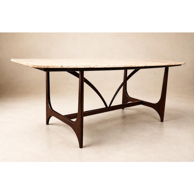 Mid-Century Modern Brasilia Dining Table in Brazilian Rosewood & Marble, Brazil, C. 1965 For Sale - Image 3 of 18