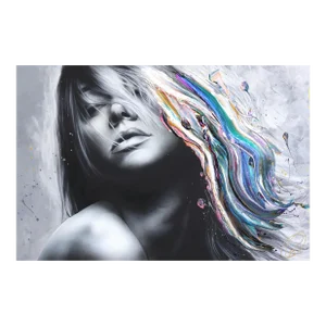 Imagine if - Impasto Thick Paint Silver Blue Purple Pink Figurative Art Original Artwork by Cynthia Coulombe-Bégin