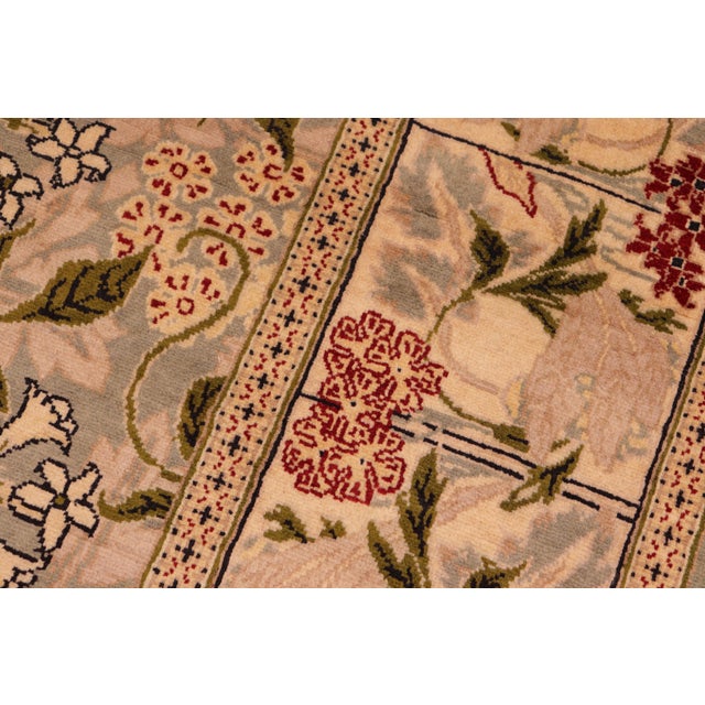 1990s Shabby Chic Floral 1990's Pak-Persian Green/Beige Wool Rug - 6'2'' X 9'3'' For Sale - Image 5 of 9