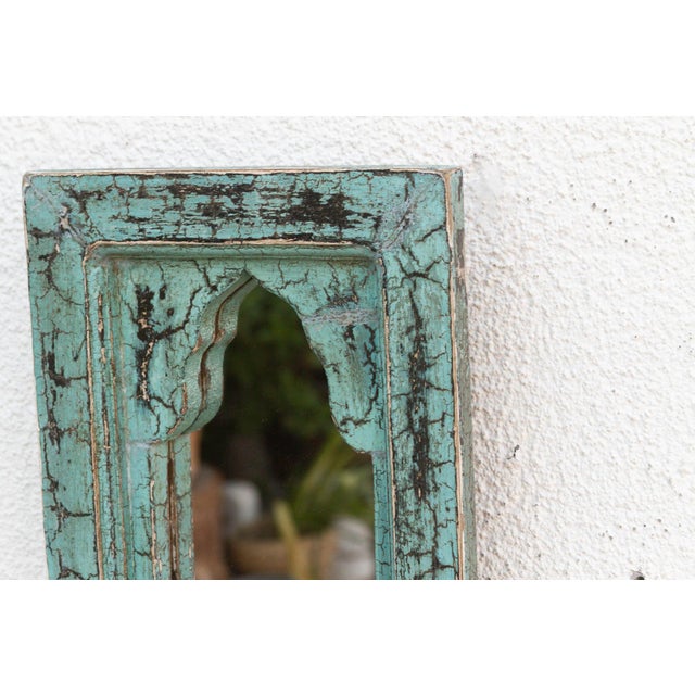 Crackle Aqua Indian Arched Mirror For Sale In Los Angeles - Image 6 of 8