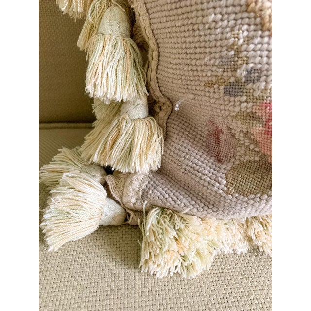 Vintage Aubusson-Style Needlepoint Pillow, French Style For Sale - Image 9 of 11