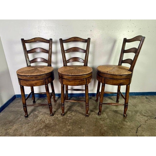 Set of Three Mid-20th Century French Provincial Bar Stools For Sale - Image 12 of 16