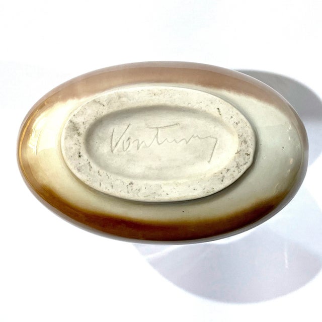 MCM Studio Pottery Oval Porcelain Vase - Signed Vontury For Sale - Image 9 of 12