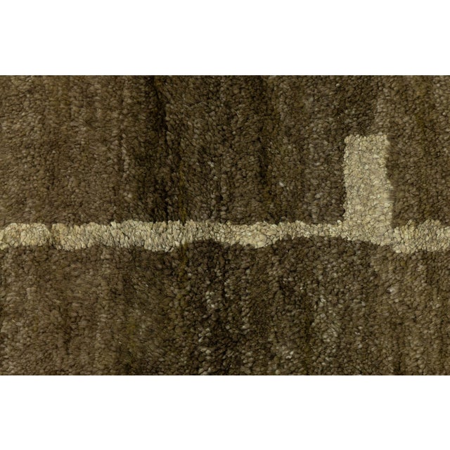 Contemporary Hand-Knotted Espresso Wool Rug With Minimalist Geometric Abstract For Sale - Image 9 of 12