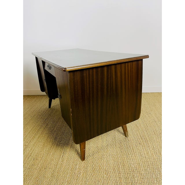Vintage Double-Sided Mahogany Desk from Bühne Mignon Möbel, 1960s For Sale - Image 10 of 11