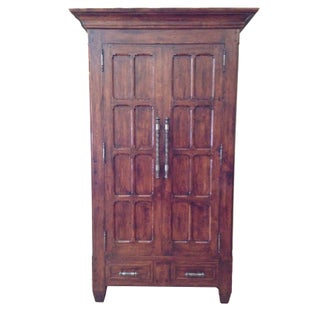 Bausman & Co Distressed Walnut Armoire For Sale
