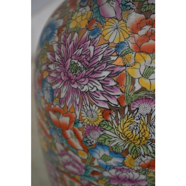 Vintage Chinese Porcelain Floral Decorative Large Vase For Sale In Philadelphia - Image 6 of 7