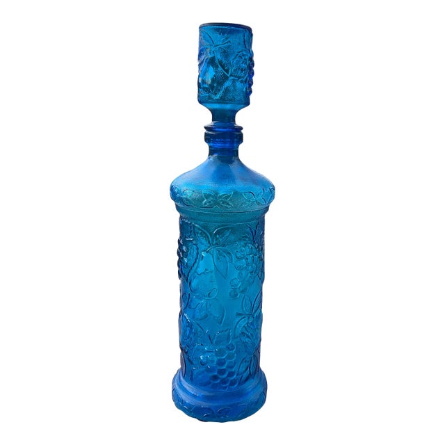 1960s Electric Blue Empoli Bottle With Stopper For Sale