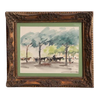 1940s France Green Wood Drawing For Sale