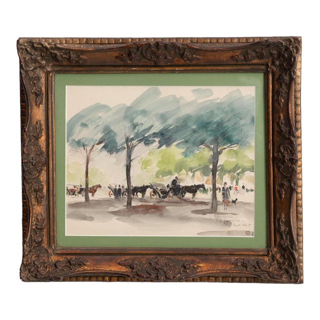 1940s France Green Wood Drawing For Sale