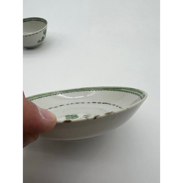 Green Decorated Chinese Export Porcelain Cup and Saucer, Circa 1800 For Sale - Image 6 of 12