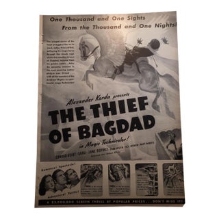1940s Vintage "The Thief of Bagdad" Movie Ad For Sale