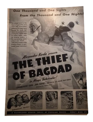 1940s Vintage "The Thief of Bagdad" Movie Ad