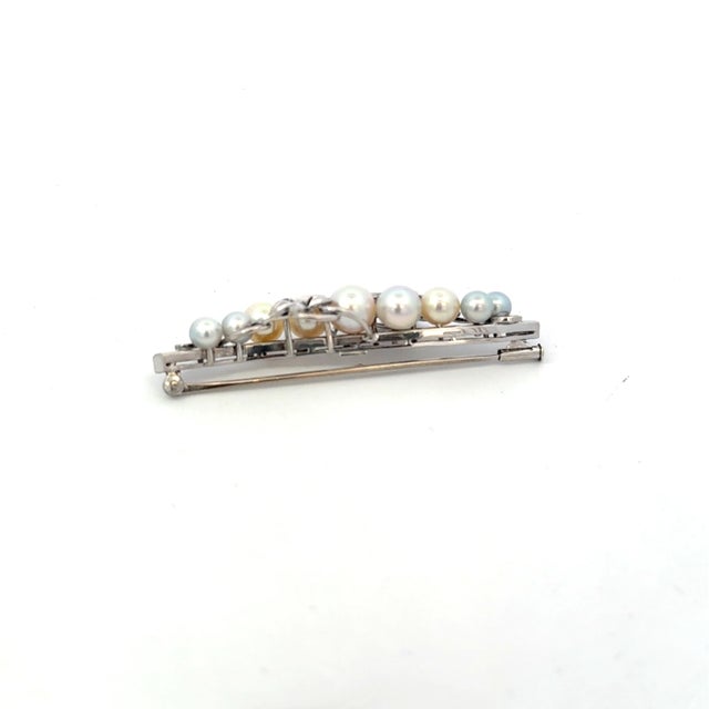 Mikimoto Akoya Pearl Brooch Sterling Silver 6.8 mm Estate 8 Grams For Sale - Image 12 of 12