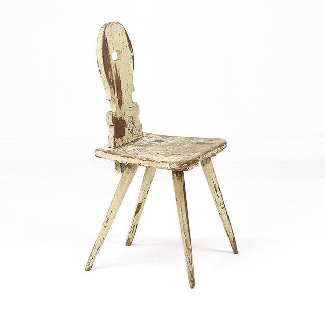 White Primitive Folk Art Wabi Sabi Mountain Chair For Sale - Image 8 of 10
