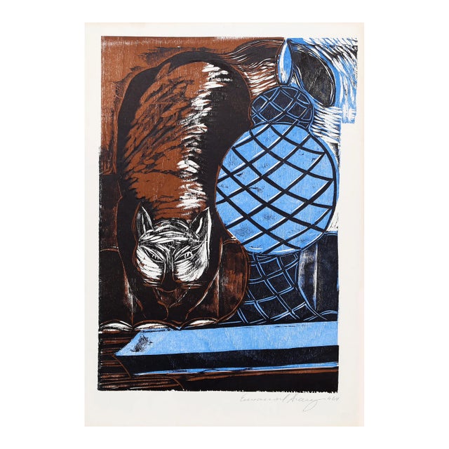 Cat from the Bahia Portfolio, Emanoel Araujo Linocut For Sale