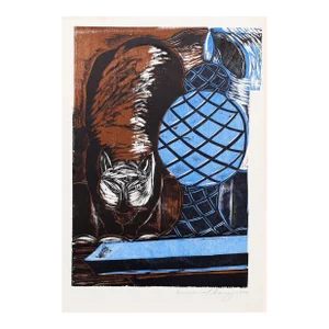 Cat from the Bahia Portfolio, Emanoel Araujo Linocut