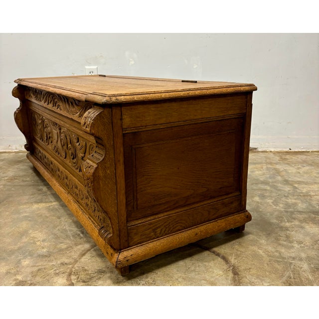 Antique English Oak Blanket Chest For Sale - Image 4 of 10