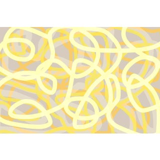 Abstract Art Print Cornflower Yellow Line Drawing Squiggles by Angela Cameron For Sale