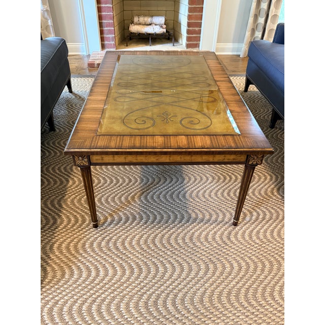 Maitland Smith Eglomise Glass Coffee Table For Sale - Image 9 of 9