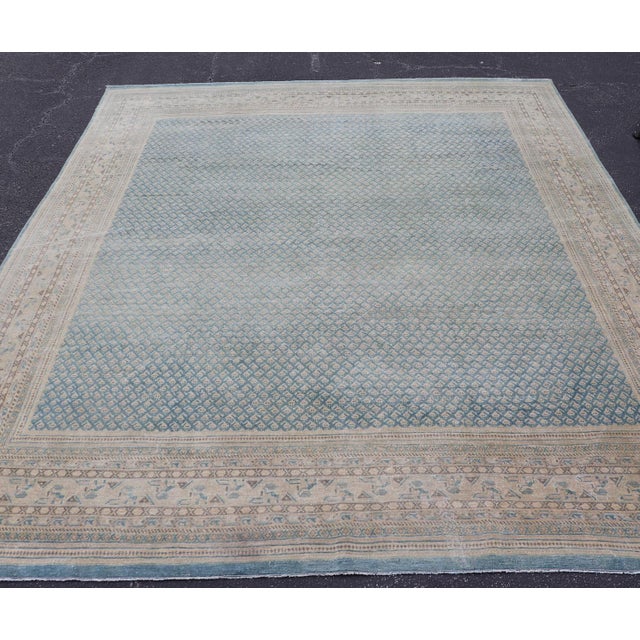 Antique Persian Tabriz Rug With Soft Light Blue Field and Fine Allover Design For Sale In Atlanta - Image 6 of 15