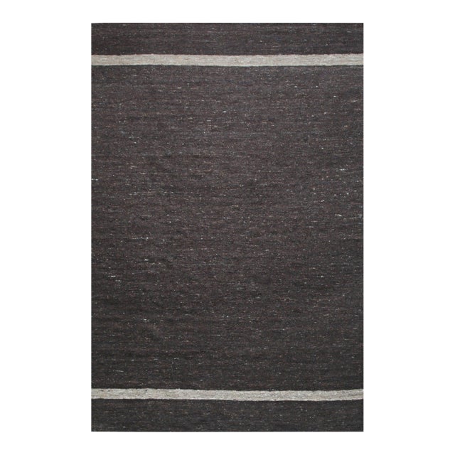 4x6 Violet Artistic Brown Kilim Open Field Modern Flatweave Wool Carpet Rug For Sale