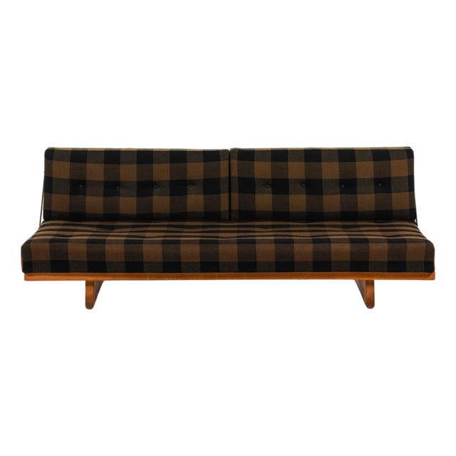 Oak, Brass, and Fabric Sofa or Daybed from Børge Mogensen, 1950s For Sale