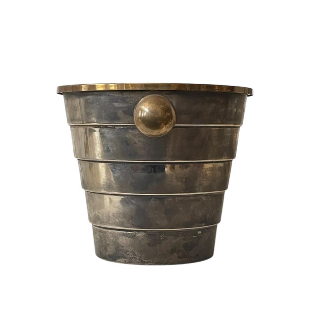 Art Deco 1980s Larry Laslo Art Deco Style Silverplate Champagne Bucket For Sale - Image 3 of 11